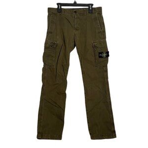 Stone Island Type SL Green Cargo Trousers Mens Casual Pants Size 34 x 32